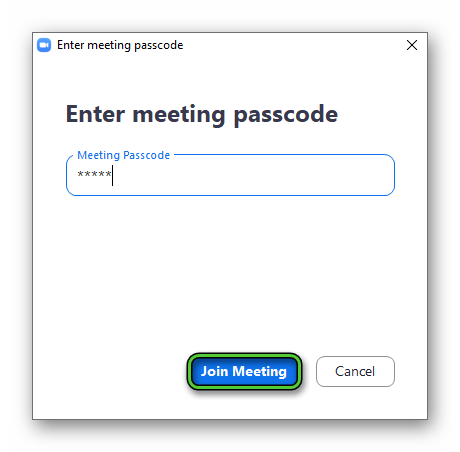 Join Meeting after entering password