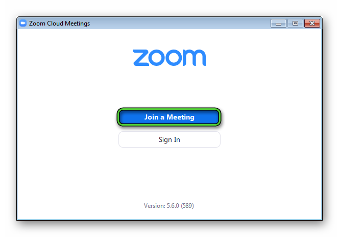 Join a Meeting button in Zoom for Windows 7
