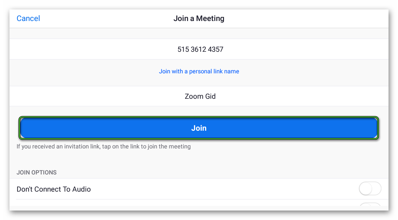 Joining Zoom meeting with ID on Android Tablet