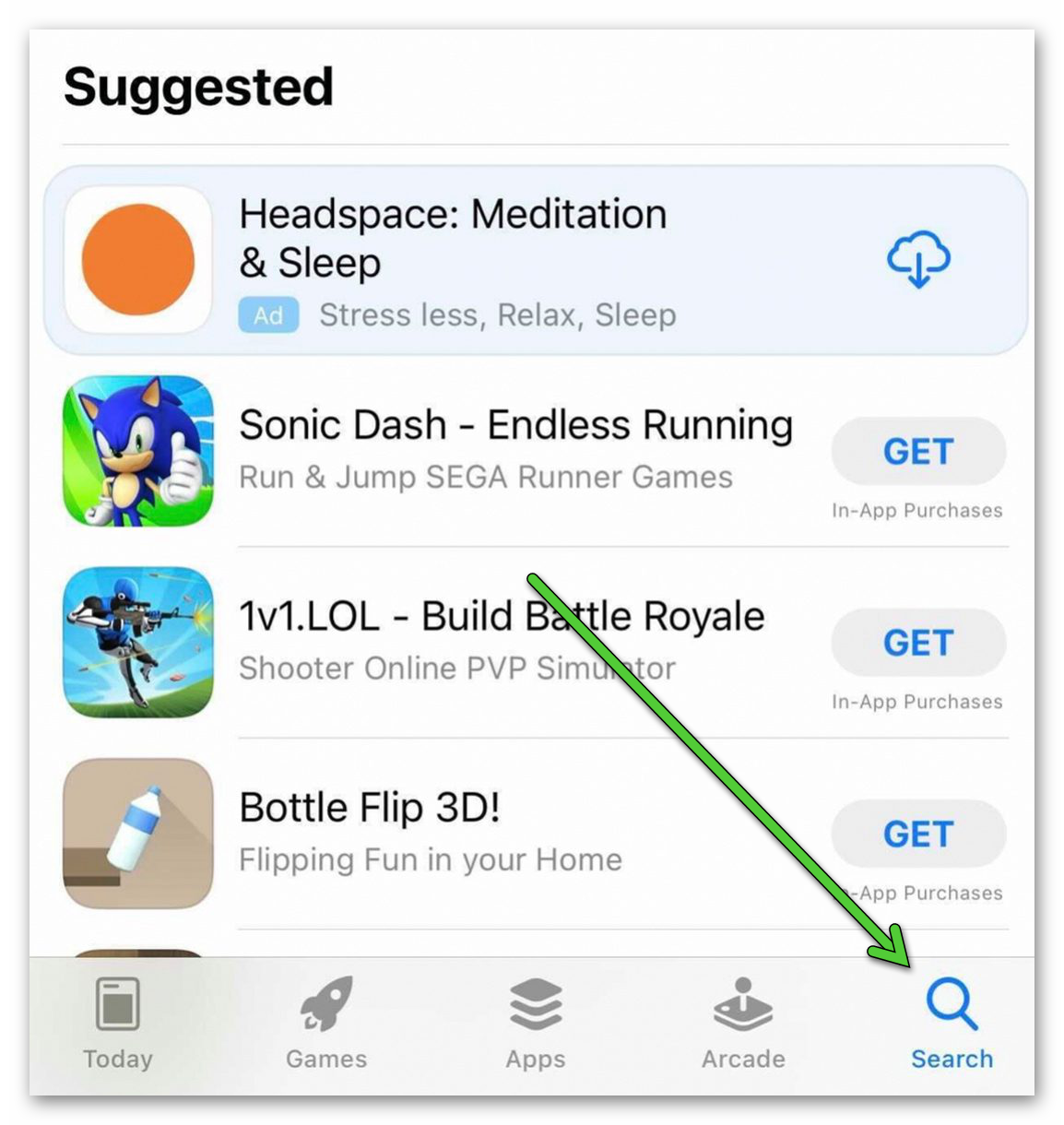 Search tab in App Store