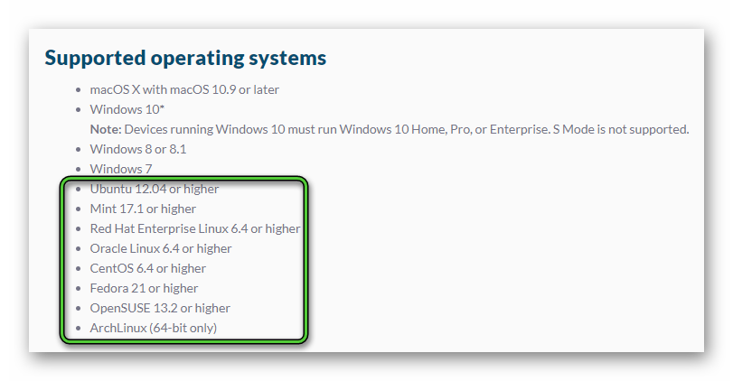 Supported Linux versions