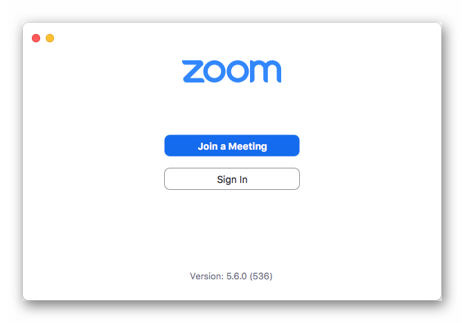 Zoom welcome window on Mac OS