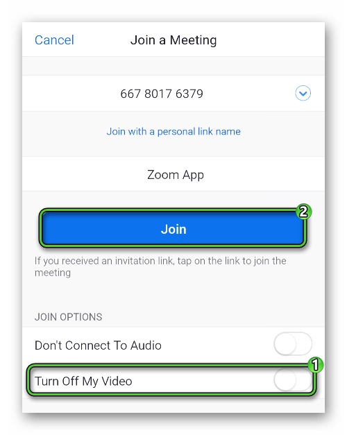 Activate video before joining meeting on smartphone