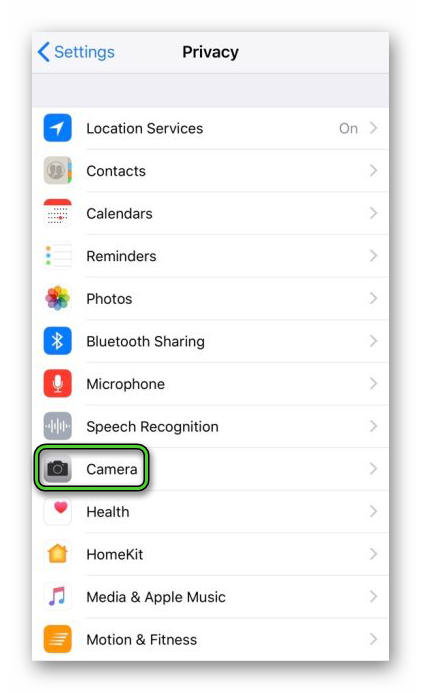 Camera settings on iOS