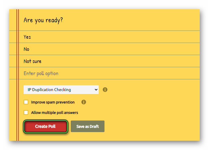 Create poll option on Straw Poll site