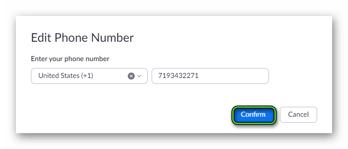 Edit Phone Number form in browser