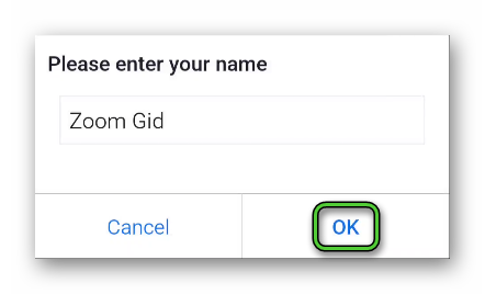 Entering name when joining meeting with link on smartphone