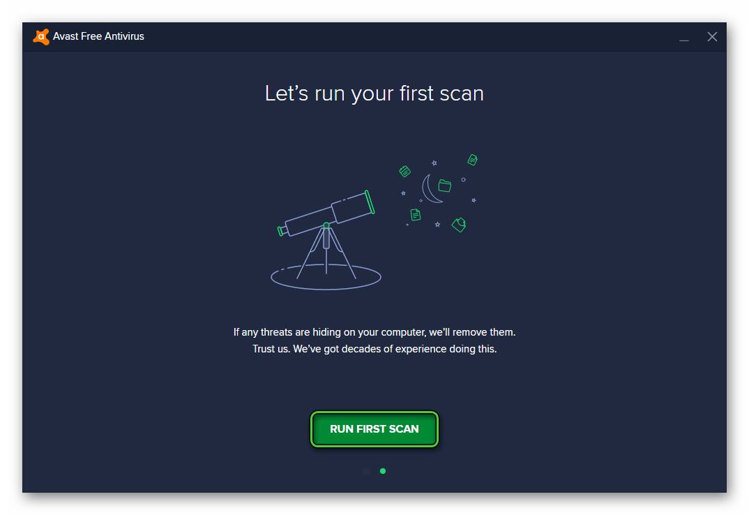 Run first scan in Avast