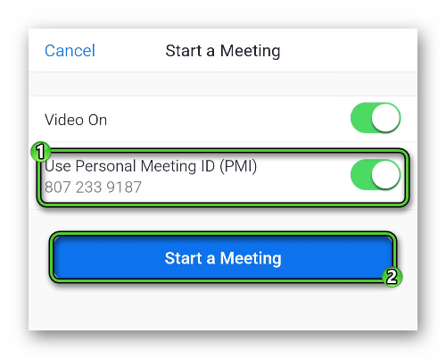 Start a Meeting with PMI on smartphone