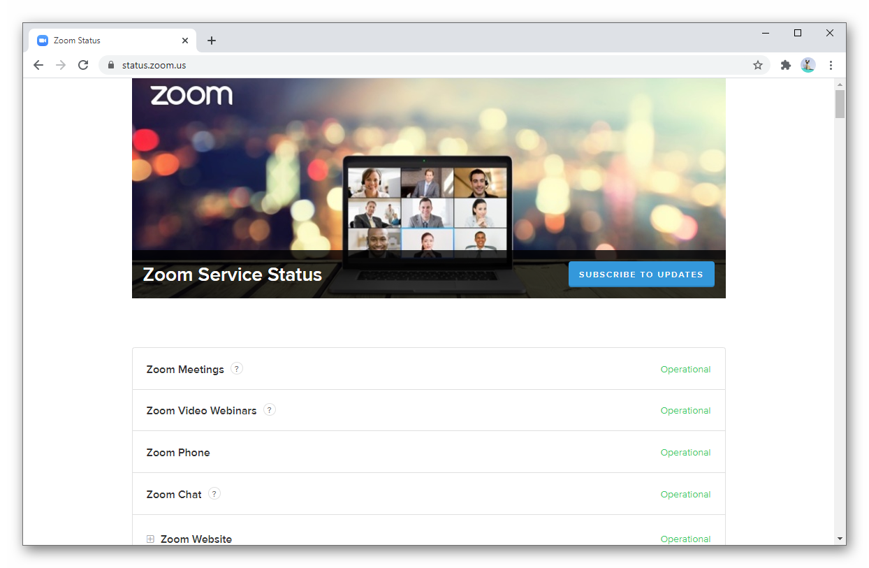 Status zoom.us page