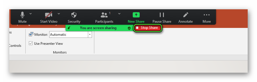 Stop Share option in PowerPoint